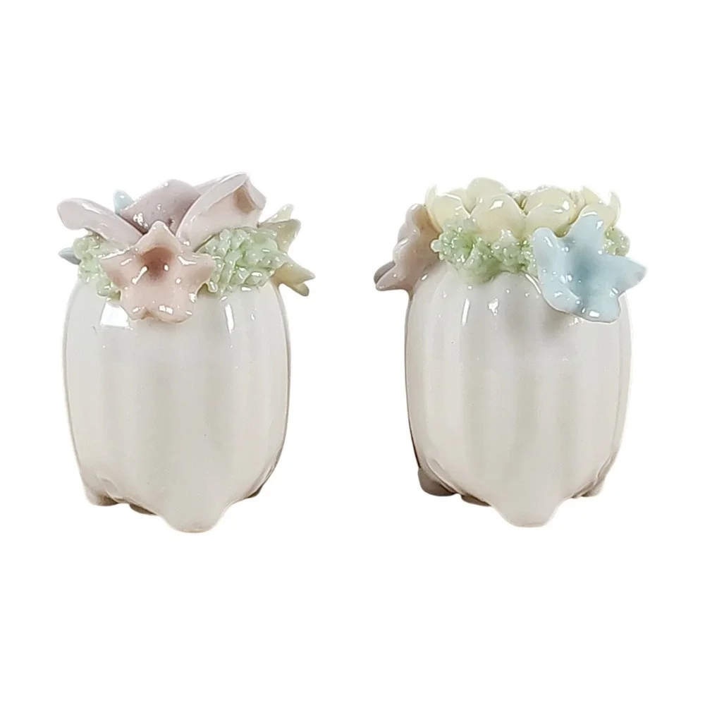 Vintage Ardalt White Porcelain Mini Salt & Pepper Shakers Rose Flower Japan